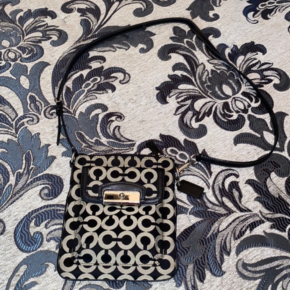 Coach Handbags - Coach, black and gray medium sized crossbody bag. Used and in good condition.